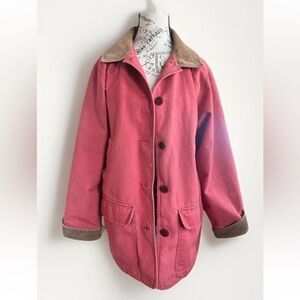 Vintage 90s LL Bean Barn Chore Canvas Jacket Corduroy Collar Workwear Button M